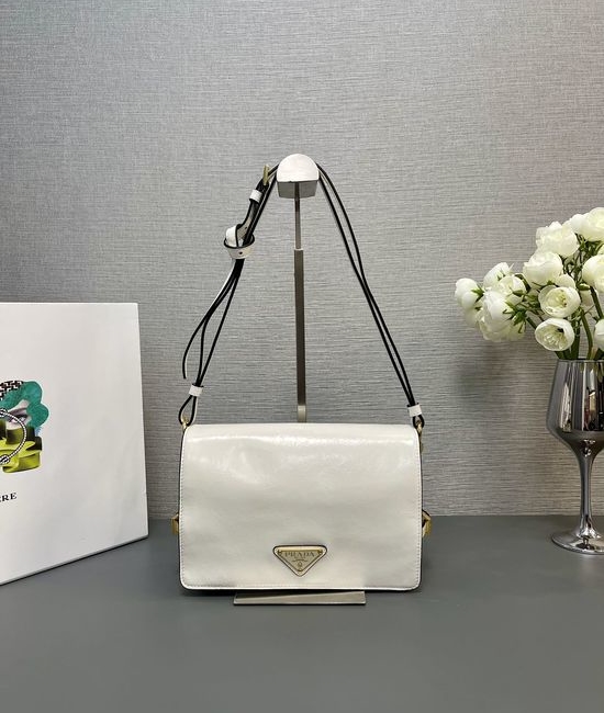 Prada Messenger Waxed Leather Shoulder Bag 1BD082