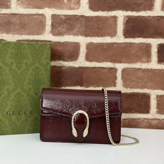 Gucci Wine Red Wrinkled Patent Leather Bag 795368