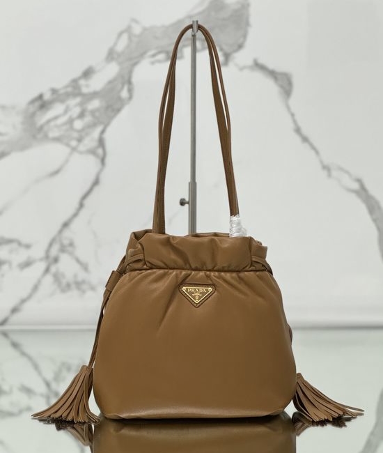 Prada Lambskin Drawstring Bucket Bag 1BG541