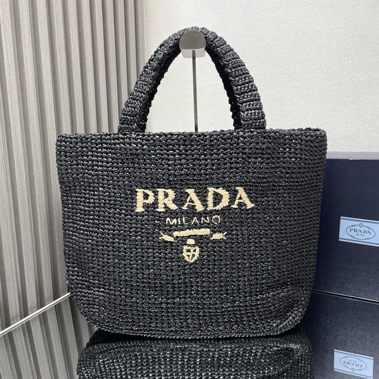 Prada Raffia Large Tote Bag with Embroidery Logo 1BG392