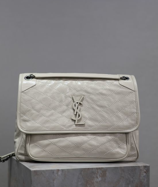 Yves Saint Laurent YSL Niki Shoulder Bag Waxed Leather 498830