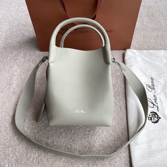 Loro Piana Extra Pocket Bale Bucket Bag Mustard Green FAI 8964