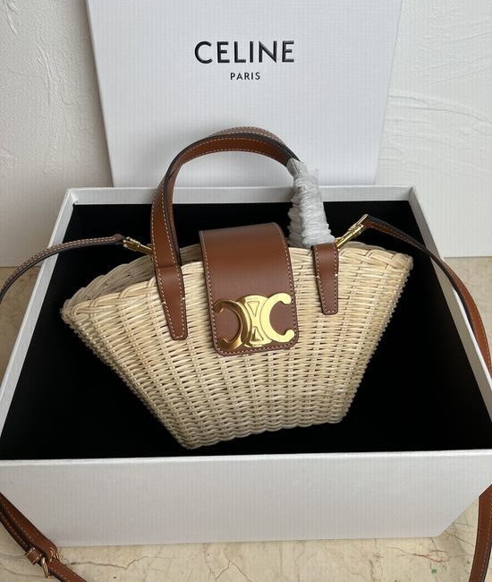 Celine Vacation Series Wicker Leather Basket 116572