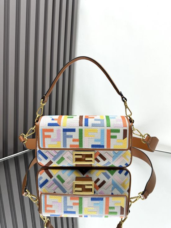 Fendi Baguette Canvas Embroidered Bag 0159A