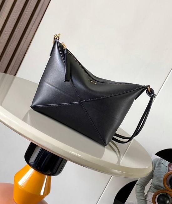 Loewe Puzzle Fold Nappa Leather Handbag Black 9073