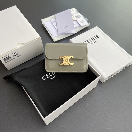 Celine Triomphe Flip Leather Card Holder 10I582CPJ.04LU