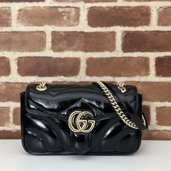 Gucci Shoulder Bag Black Patent Leather 443497