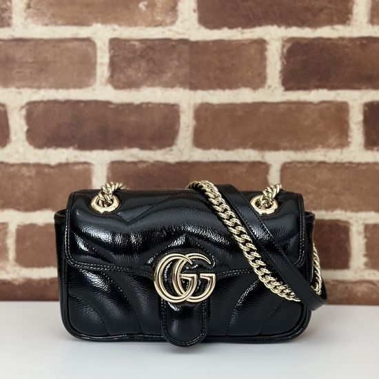 Gucci Premium Leather Patent Black Foam Bag 446744