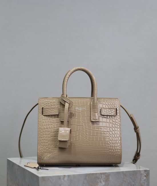Yves Saint Laurent YSL Sac de Jour Croc-Embossed Handbag 392035