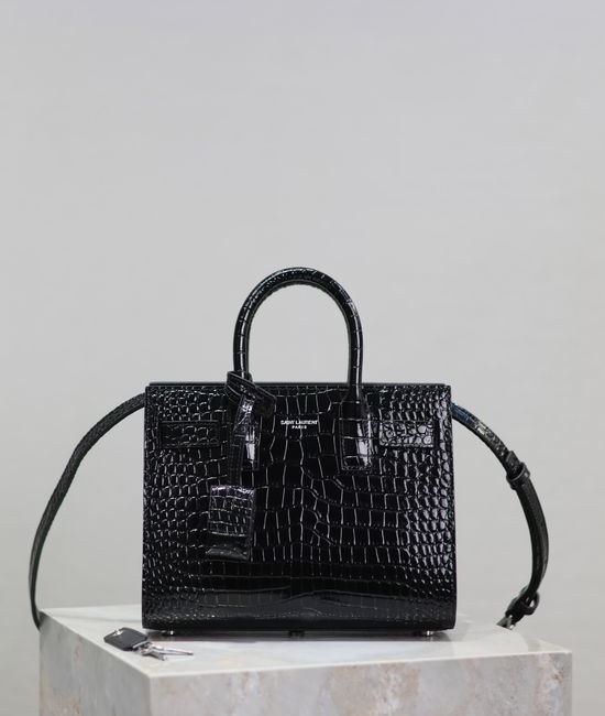 Yves Saint Laurent YSL Sac De Jour Croc-Embossed Shoulder Bag 392035