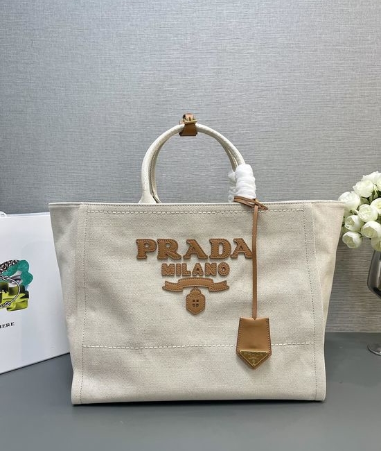 Prada Linen Canvas Large Handbag 15910