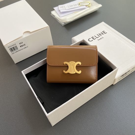 Celine TRIOMPHE Shiny Leather Short Wallet 10l653DS3.04LU652