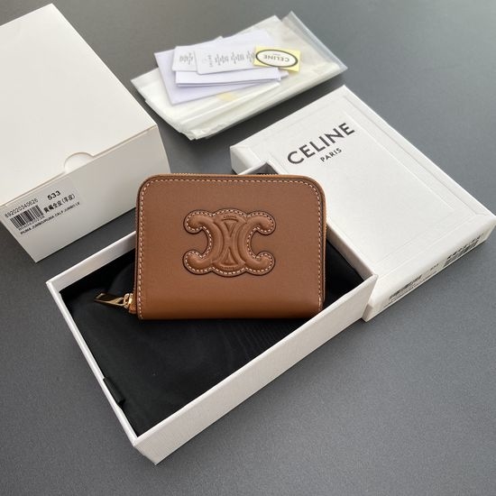 Celine TRIOMPHE Smooth Sheepskin Zipper Wallet 10K533