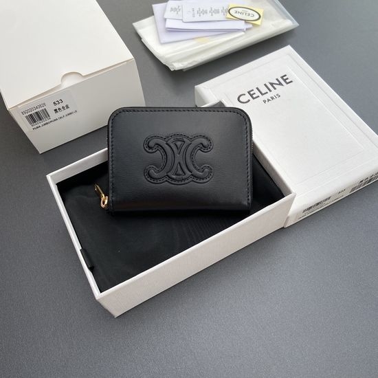 Celine TRIOMPHE Smooth Leather Zipper Wallet 10K533