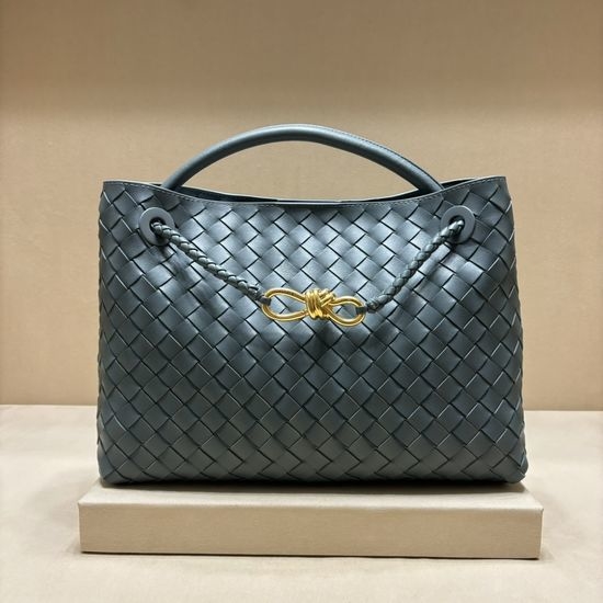 Bottega Veneta BV Andiamo Woven Lambskin Handbag 8463
