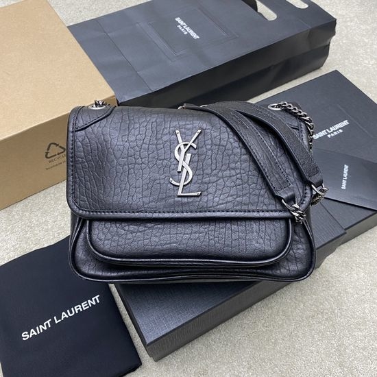 Yves Saint Laurent YSL NIKI Crinkled Leather Flap Shoulder Bag 633179