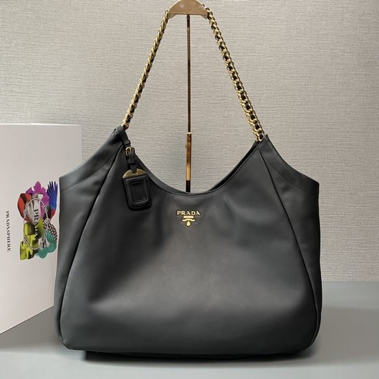 Prada 1BA638 Calfskin Tote Bag With Gold Hardware