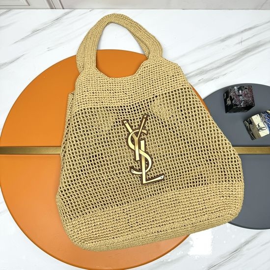 Yves Saint Laurent YSL ICARE Woven Raffia Tote 11889