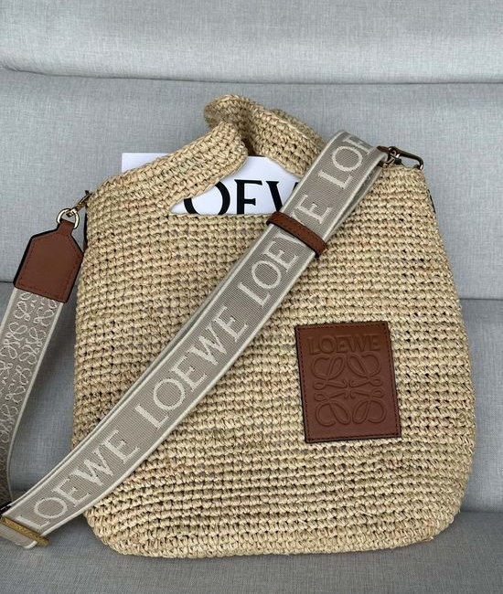 Loewe Slit Woven Raffia Leather Handbag 0013