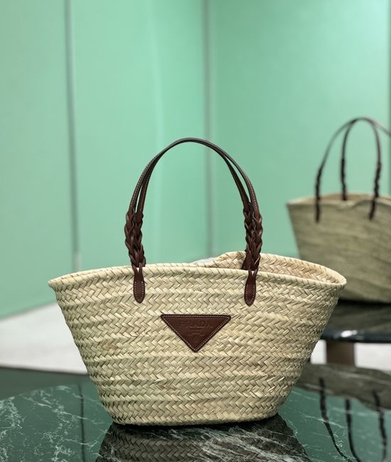 Prada Raffia Woven Tote Top Handle Bag 1BG314
