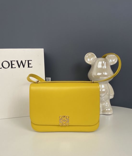 Loewe Goya Silk Leather Handbag with Anagram Closure Yellow 9067