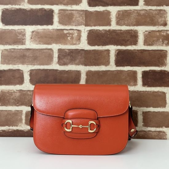 Gucci 602204 Orange Leather Shoulder Bag