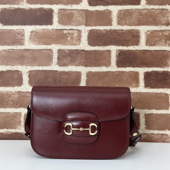 Gucci 602204 Burgundy Leather Shoulder Bag