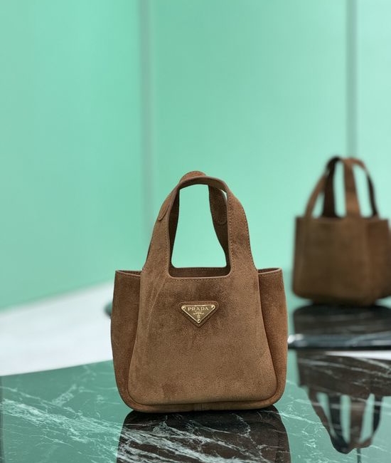 Prada Suede Bucket Bag with Double Handles 1BA349