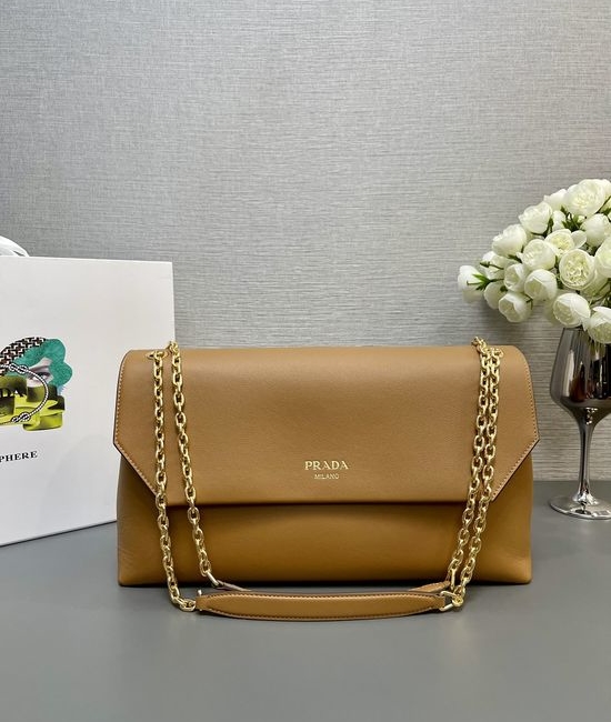 Prada Chain Handbag Leather Multi-compartment 1BD367