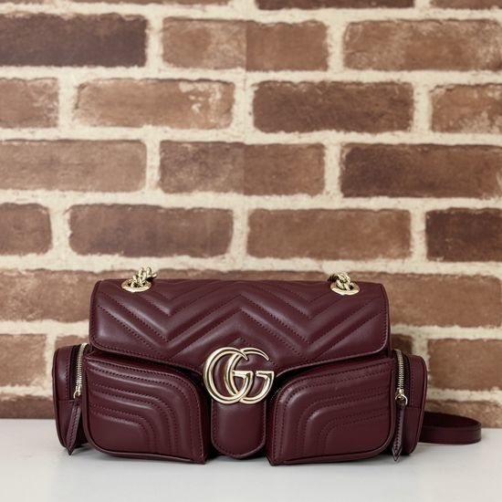 Gucci Handbag Original Leather Burgundy Sheepskin Lining 795228