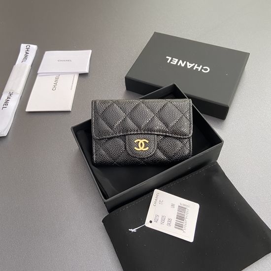 Chanel Caviar Leather Zippered Wallet AP0219