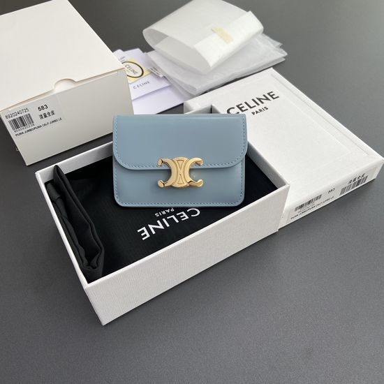 Celine TRIOMPHE Glazed Cowhide Flap Card Holder 10I 582 CPJ.04LU