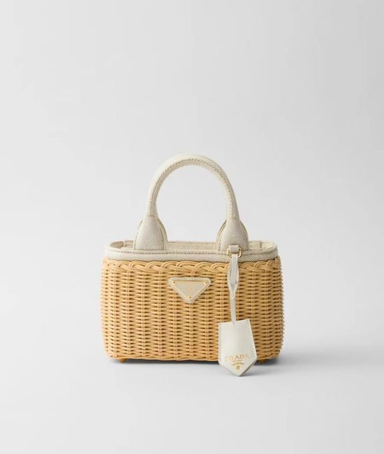 Prada Woven Canvas Tote Bag Detachable Strap 1BG469