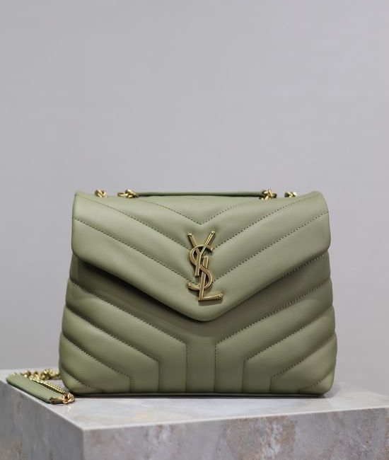 Yves Saint Laurent YSL Loulou Avocado Green Leather Top Handle Bag 494699