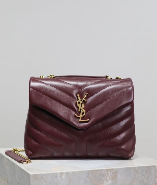 Yves Saint Laurent YSL Loulou Burgundy Shoulder Bag 494699