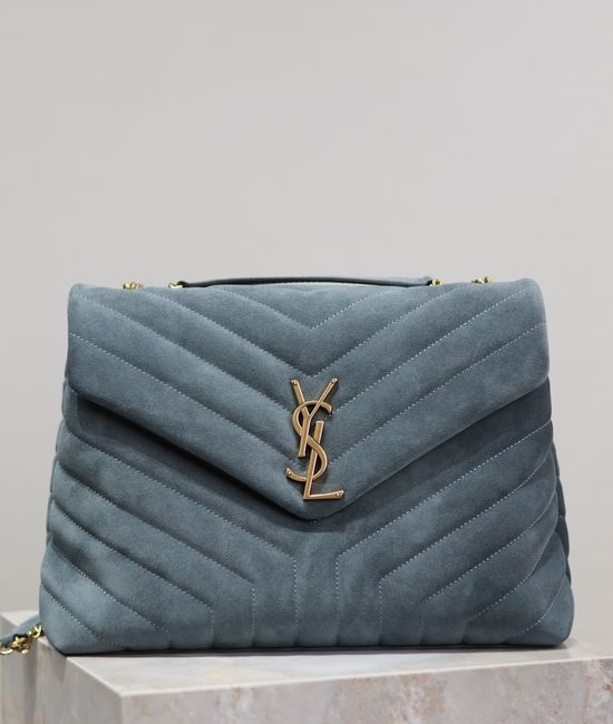 Yves Saint Laurent YSL Loulou Matte Blue Shoulder Bag 487216