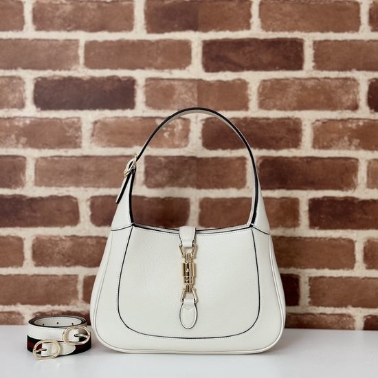 Gucci Shoulder Bag Off-white Litchi Leather 810232