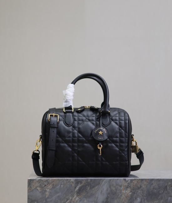 Christian Dior CD Groove Black Leather Handbag 1365