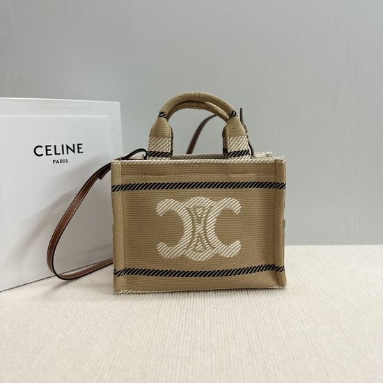 Celine Striped Tote Bag Beige Black 199162