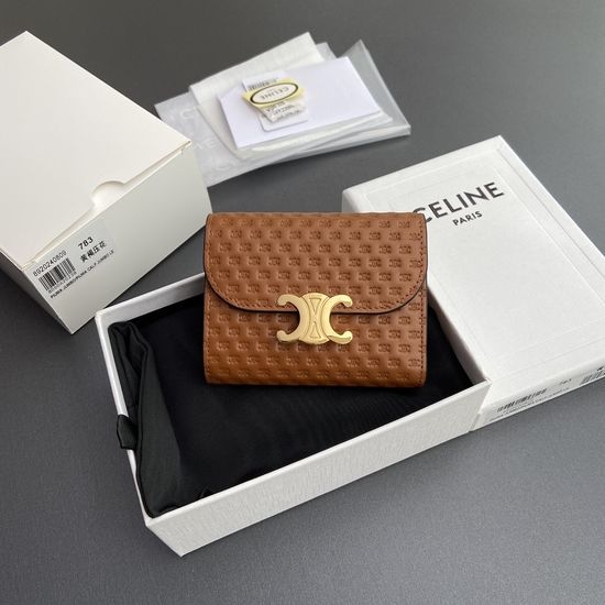 Celine Triomphe Embossed Lambskin Wallet 10D782CQH.04LU783