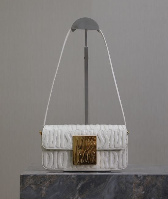 Christian Dior CD Miss Christian Dior CD White Quilted Leather Flap Bag 2610