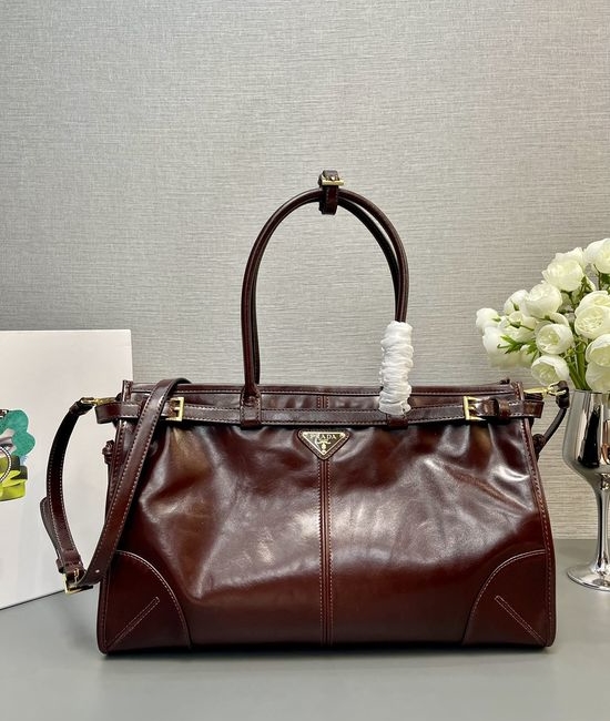 Prada LusSolf Leather Shoulder Tote Bag 1BA433