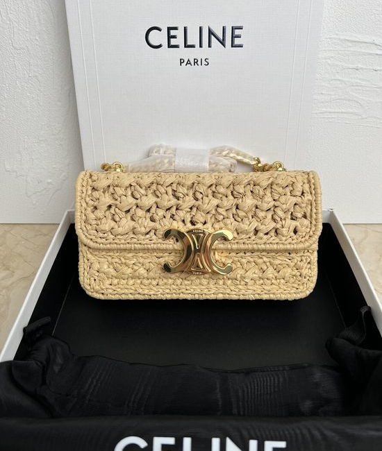 Celine Triomphe Woven Chain Shoulder Bag with Steel Lock 112252