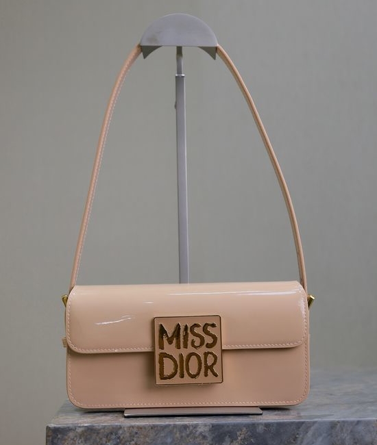 Christian Dior CD Miss Christian Dior CD Apricot Patent Leather Flap Bag 2610