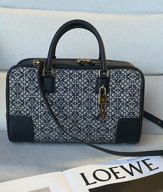 Loewe Amazona Medium Soft Structured Handbag with Anagram Lock 203