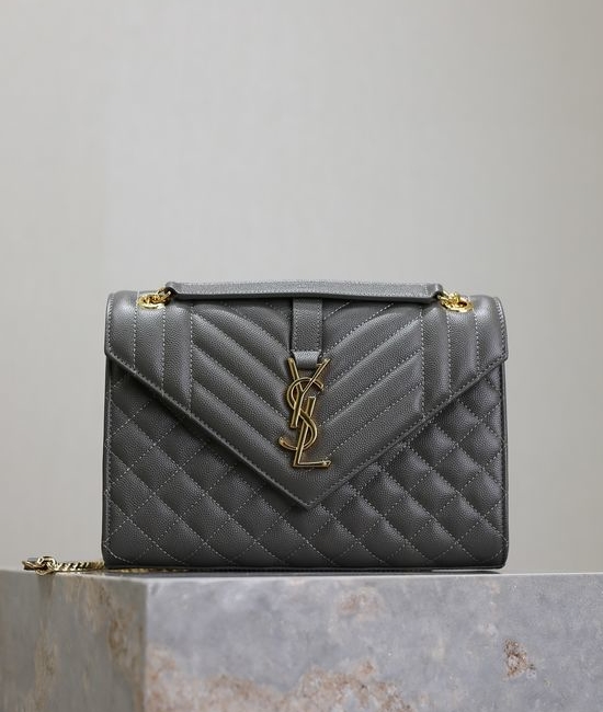 Yves Saint Laurent YSL Envelope Medium Quilted Caviar Leather Bag 487206
