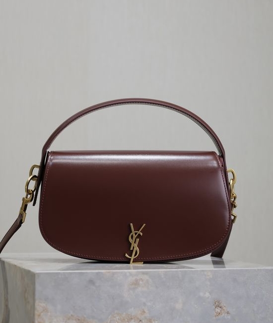 Yves Saint Laurent YSL VOLTAIRE Burgundy Leather Handbag 787671-1