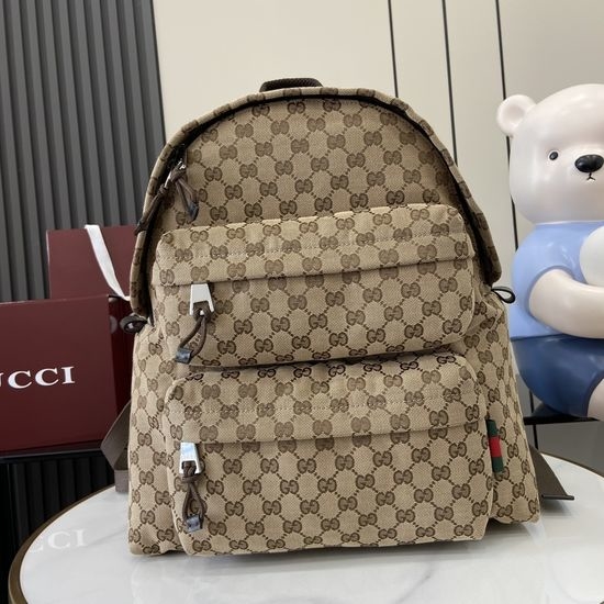 Gucci GG Canvas Medium Backpack with Webbing Details 800265