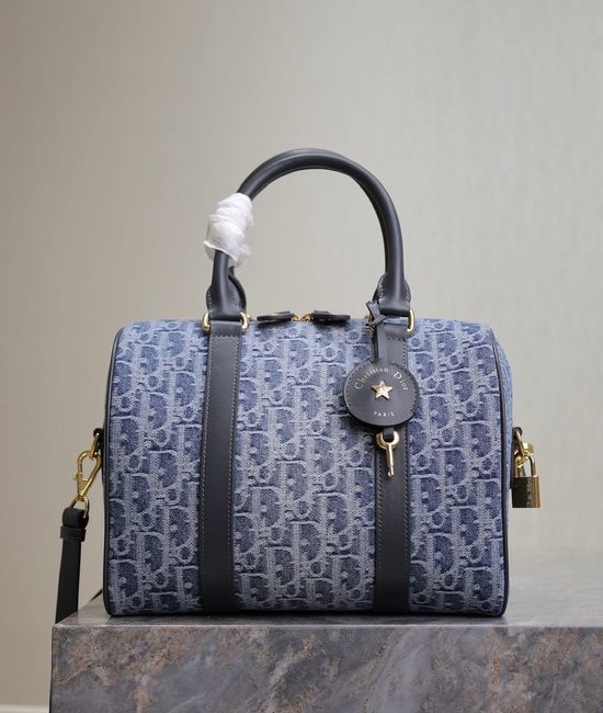 Christian Dior CD Groove Denim Blue Large Handbag 1365