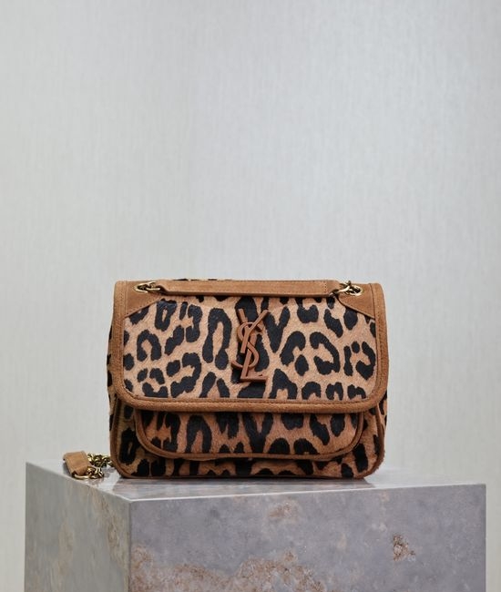 Yves Saint Laurent YSL Niki Leopard Print Shoulder Bag 633151